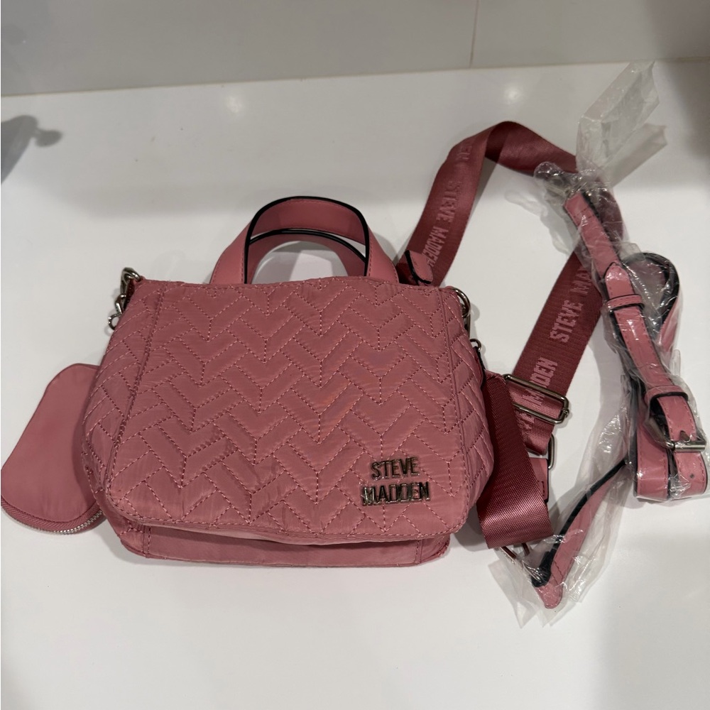 Steve Madden Quilted Crossbody Bag in Pink